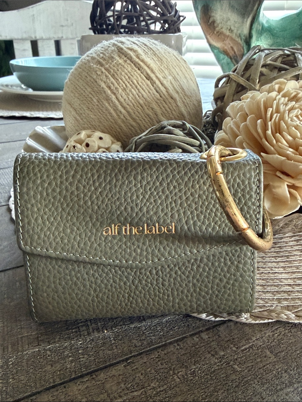 Alf the label Elsie Card Wallet (Pebbled Leather) Olive Green Compact Wallet